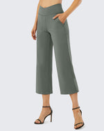 G4Free Activewear Wide Leg High-Waisted Capri Work Pants 23 