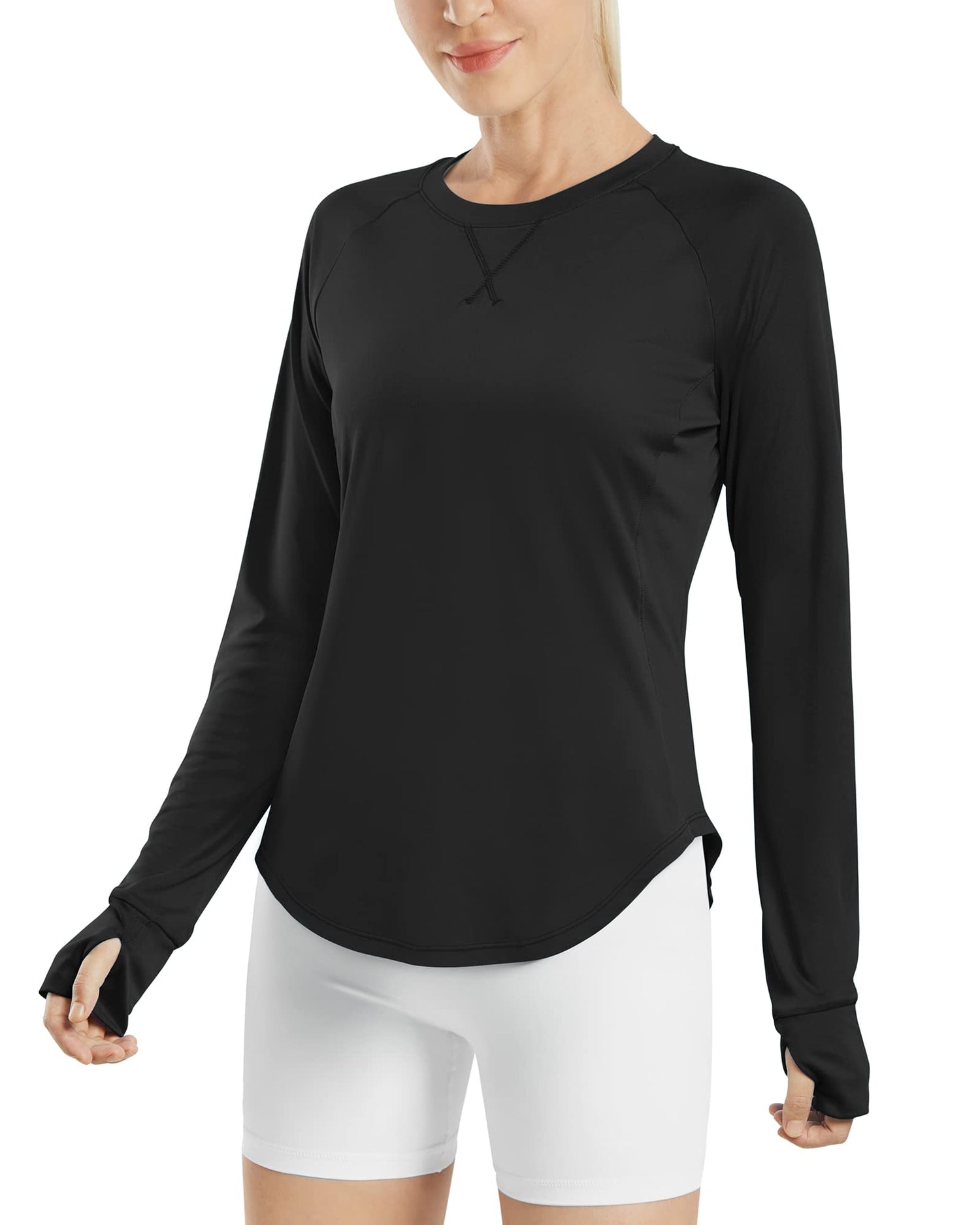 Quick Dry Scoop Neck UV Tunic Long Sleeve Workout Tops