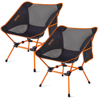 G4Free 2Pcs Folding Camping Chairs with Side Pockets Packable