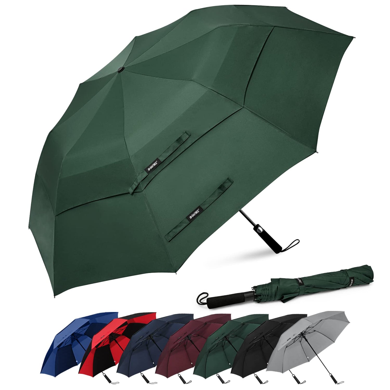 G4Free Activewear - G4Free 62 Inch Portable Automatic Open Oversize Vented Double Canopy Umbrellas -D02V684A-D02V684M-D02V684B-D02V684E-D02V684D