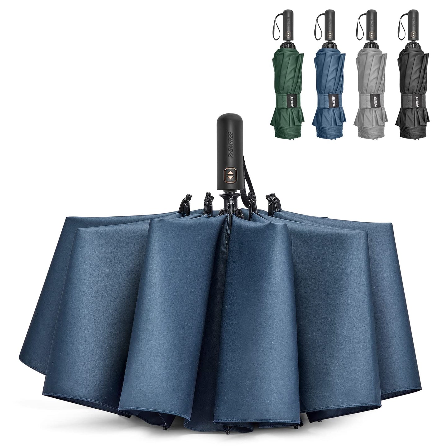 G4Free 62 Inch Large 10 Ribs Compact Reverse Windproof Umbrella
