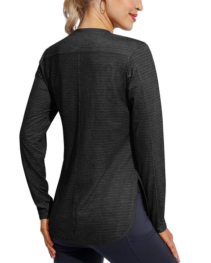 Quick Dry Scoop Neck UV Long Sleeve Workout Tops