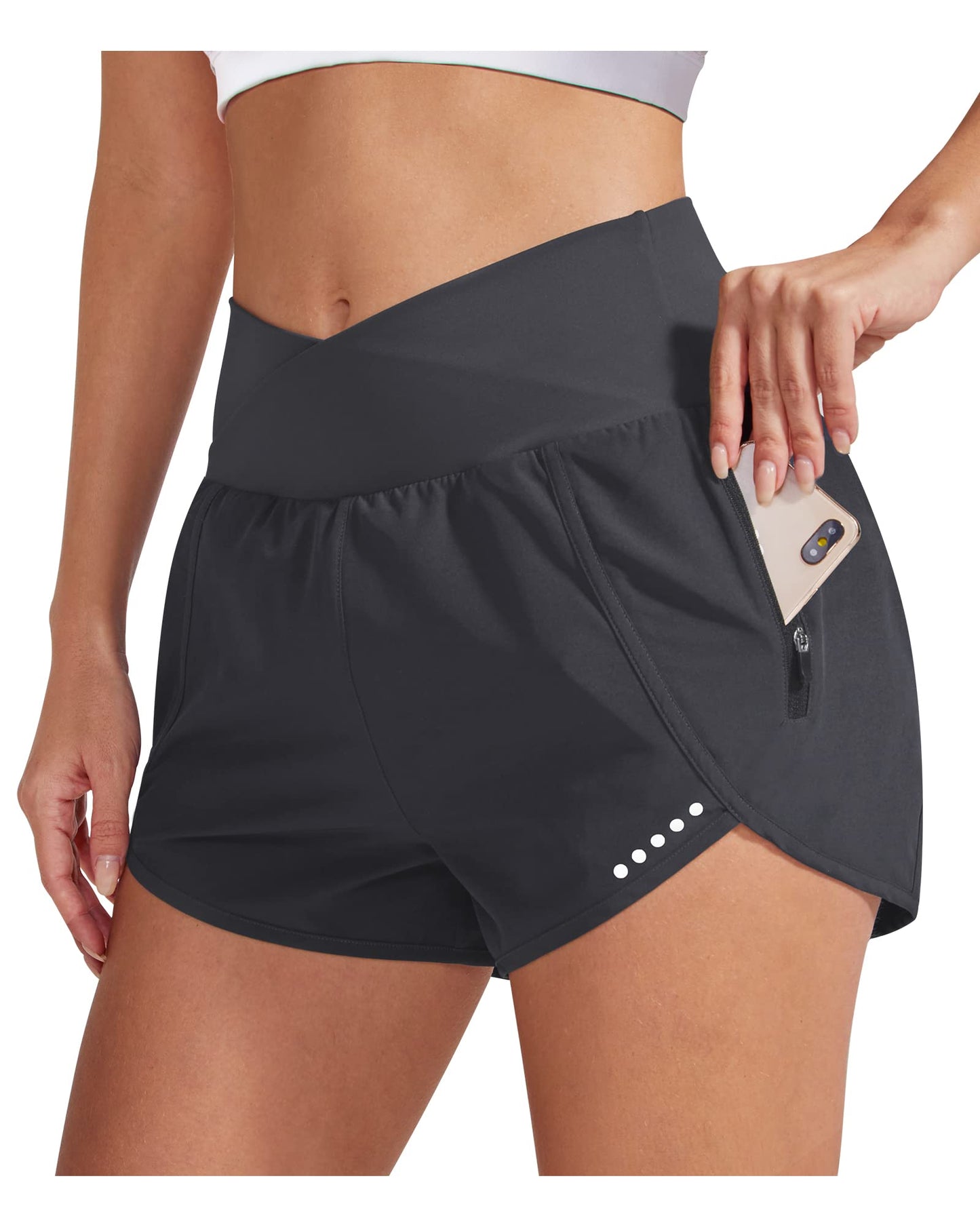 G4Free Womens Running Shorts with Zipper Pockets