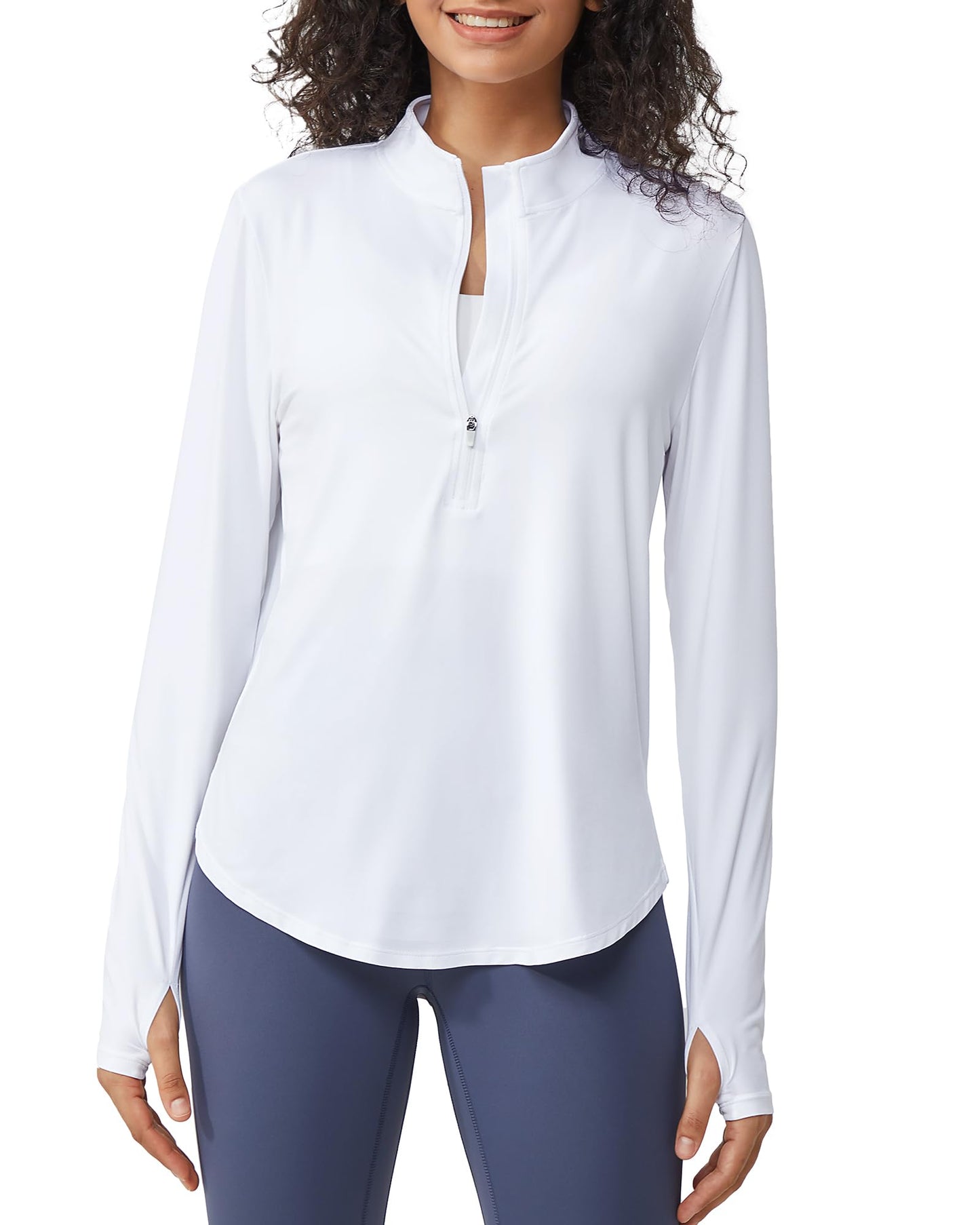 Quick Dry High Neck Sun Half Zip Workout Tops