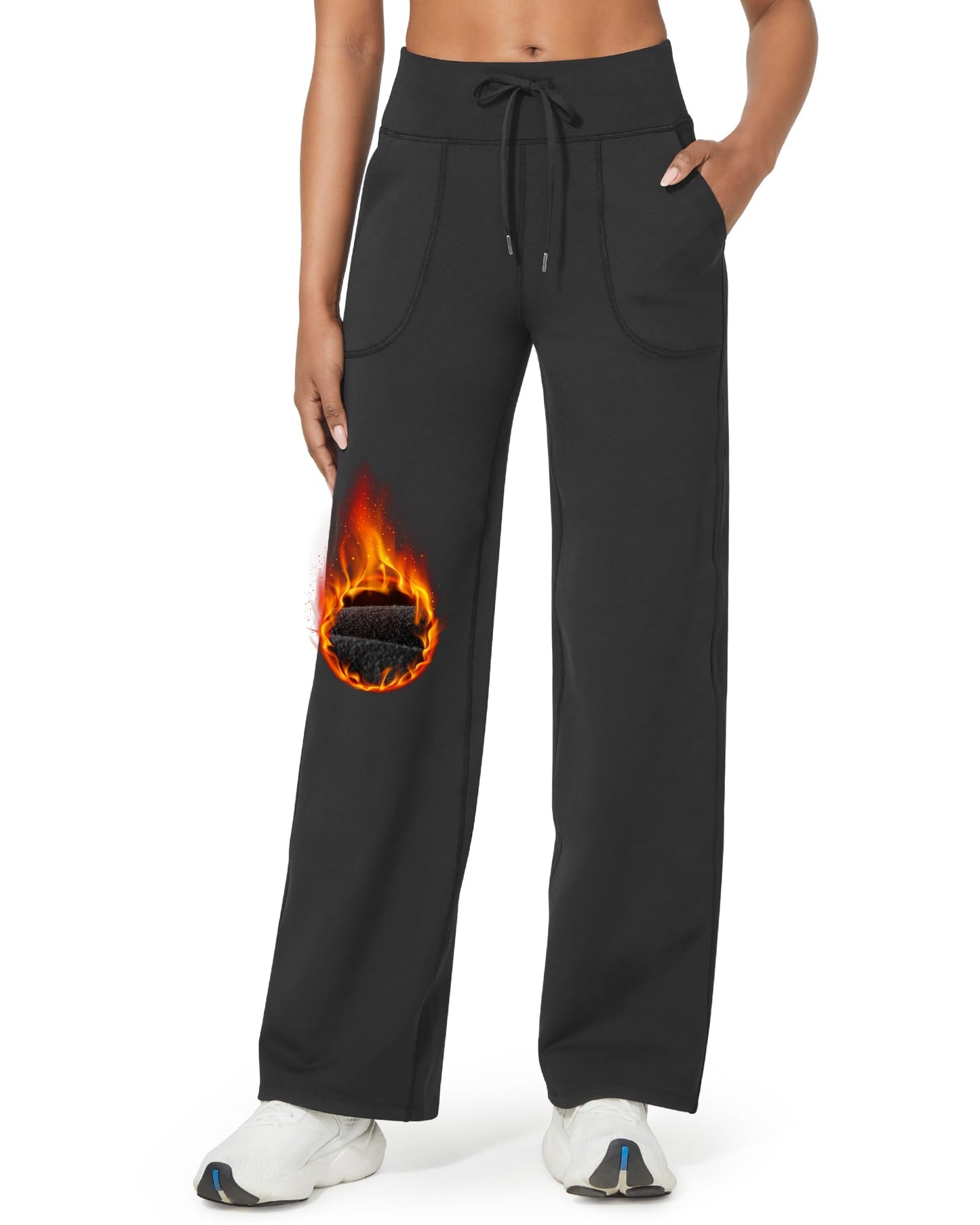 Thermal Fleece Lined Wide Leg Sweatpants