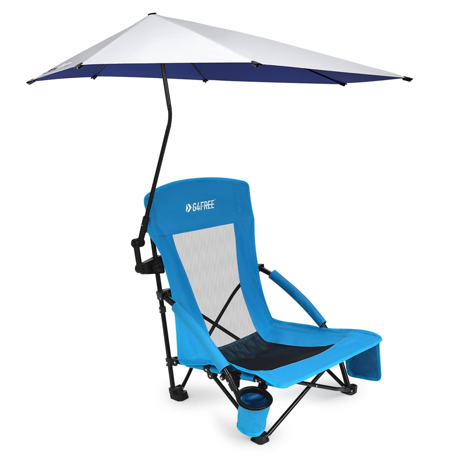 G4Free Beach Chair with UPF 50+ Adjustable Beach Umbrella