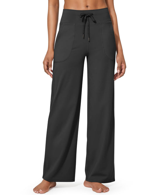 Business Casual High-Waist Pockets Wide Leg Pants