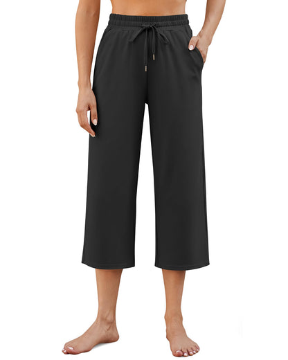 Wide Leg Pants :Yoga Capris with Pockets