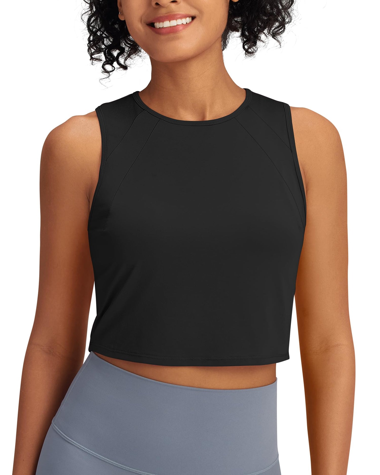 Lightweight Racerback Scoop Neck Crop Sleeveless Tank Tops