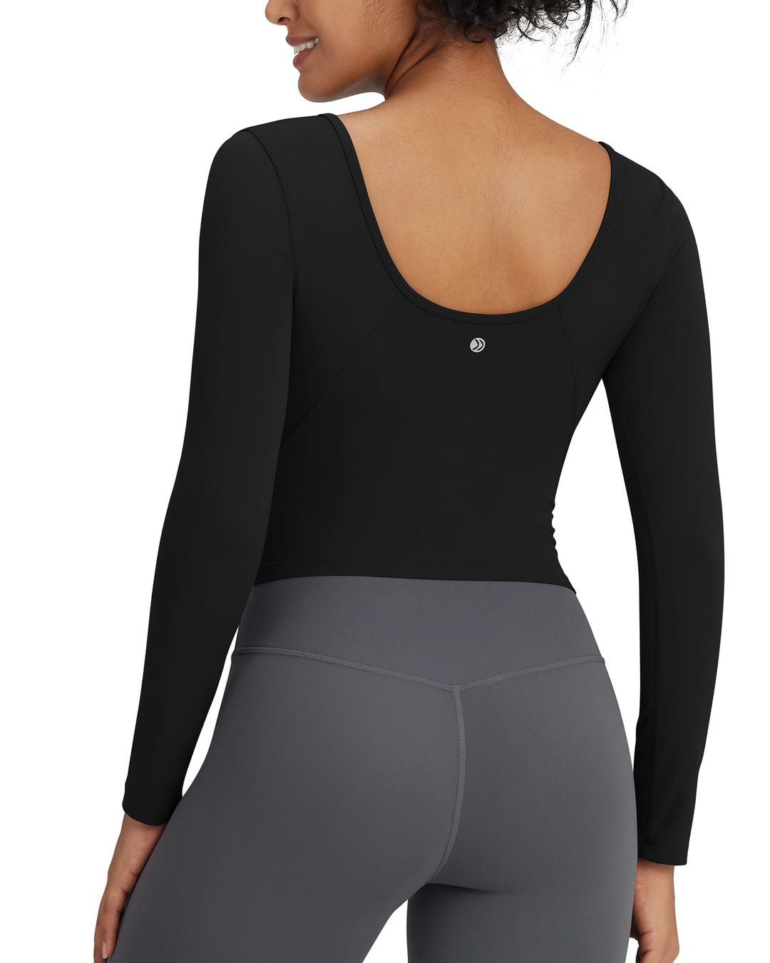 G4Free Activewear Barefeel Slim Scoop Neck Open Back Long Sleeve 