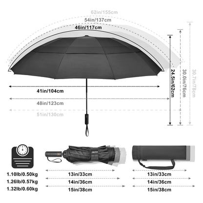 G4Free 46/54/62 Inch Large Compact Golf Umbrella Windproof 10 Ribs