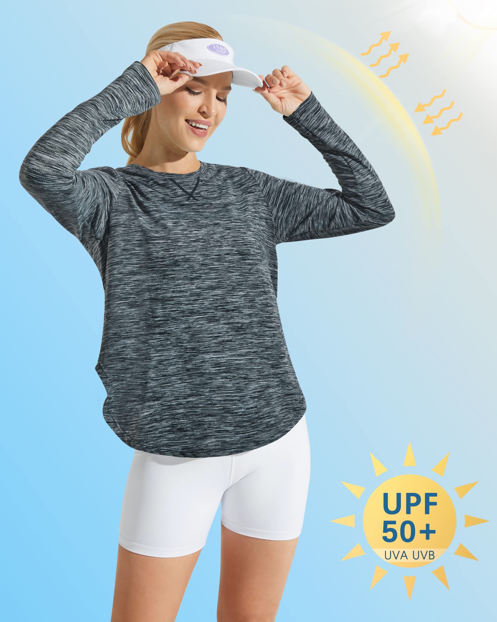  G4Free Womens Sun Shirt Long Sleeve Workout Tops UPF 50+  Outdoor Gym Hiking UV Shirts Quick Dry Lightweight