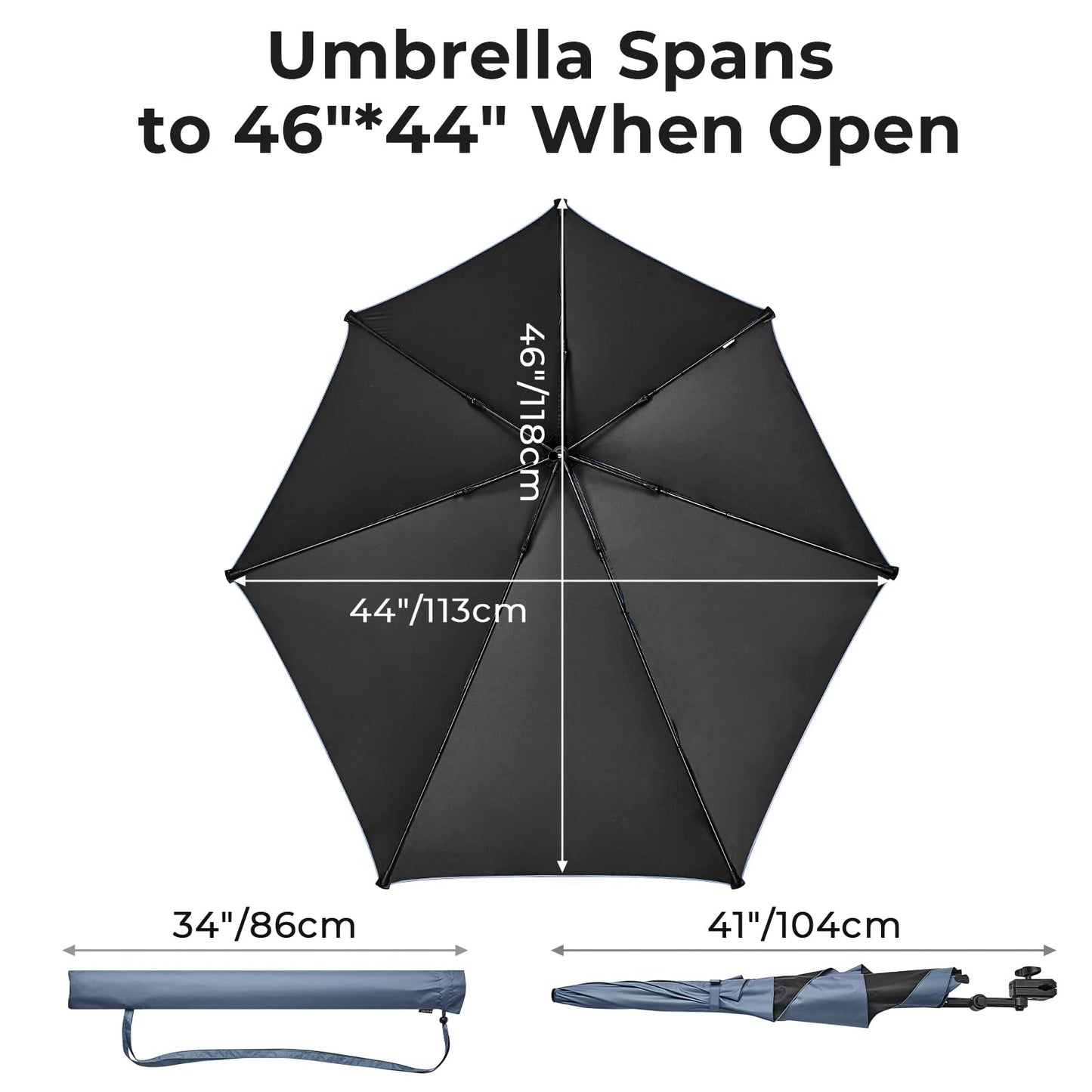 G4Free UPF 50+ Adjustable Beach Umbrella XL with Universal Clamp for Chair