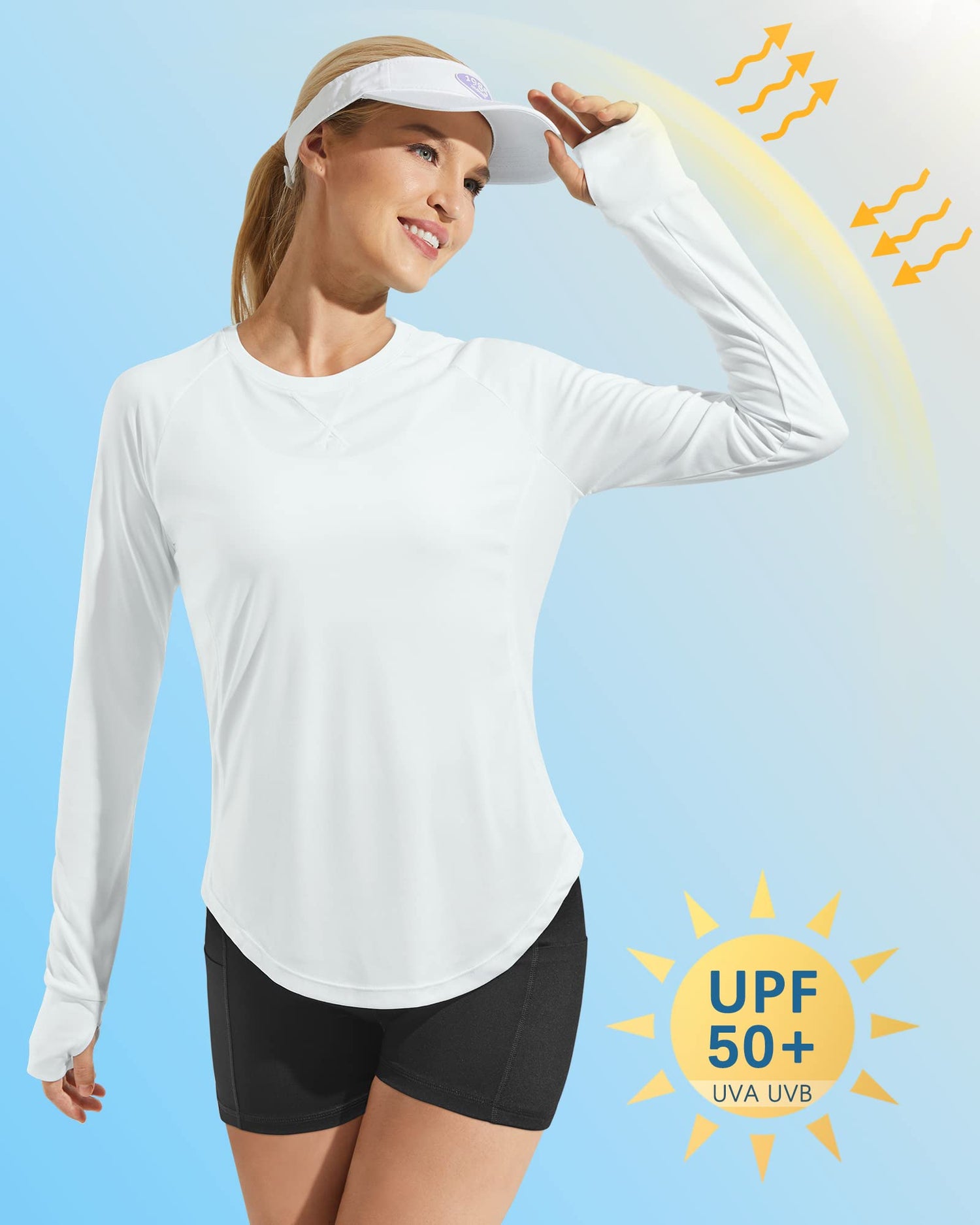 Quick Dry Scoop Neck UV Tunic Long Sleeve Workout Tops