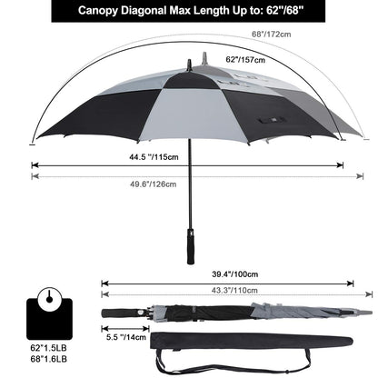 G4Free Extra Large Golf Umbrella 62/68 inch Vented Square Umbrella