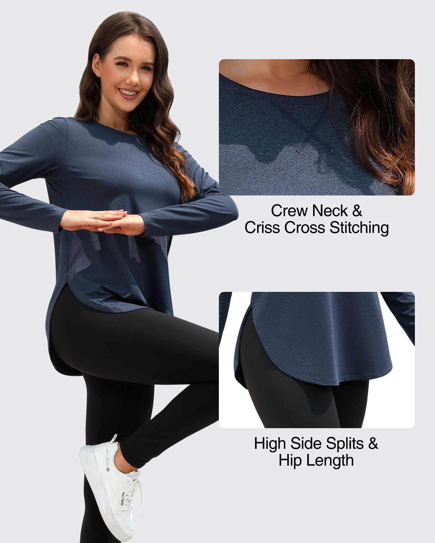 Sun Scoop Neck Long Sleeve UV Tunic Shirts