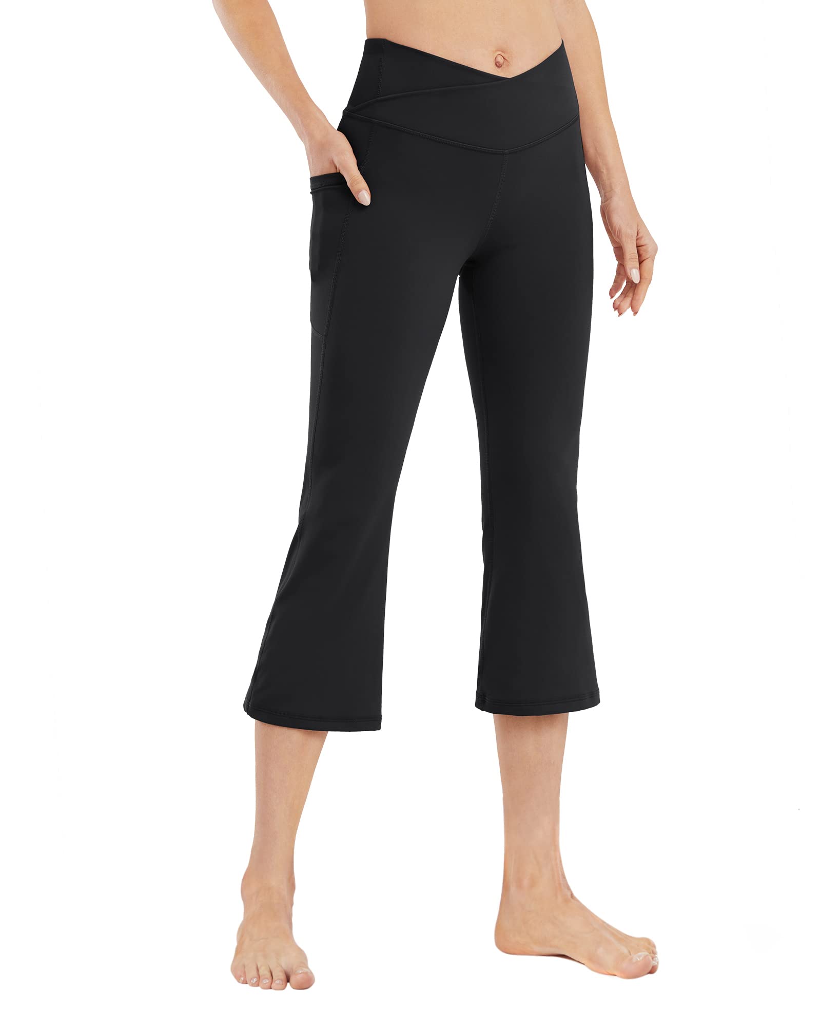 G4Free Women's Capri Pants  Casual Trendy Bell Bottom Leggings