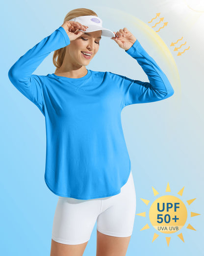 G4Free Women's UPF 50+ UV Loose Long Sleeve Workout Sun Shirt