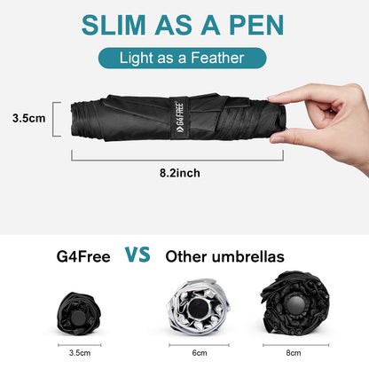 G4Free Travel Umbrella Compact Ultralight Carbon Fiber Super Slim Small Mini UV Sun Umbrellas