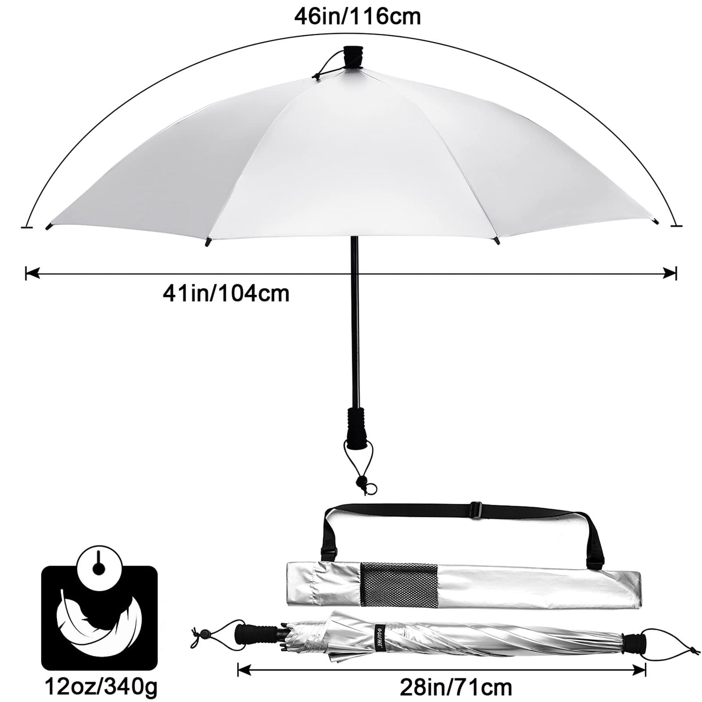 G4Free 46 Inch UV Reflective Full-size Trekking Backpacking Umbrella