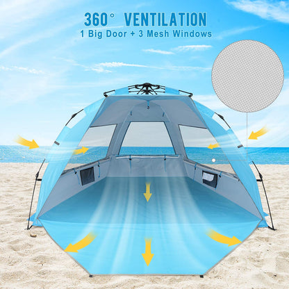 G4Free 3-4 Person Beach Tent Pop Up Shade