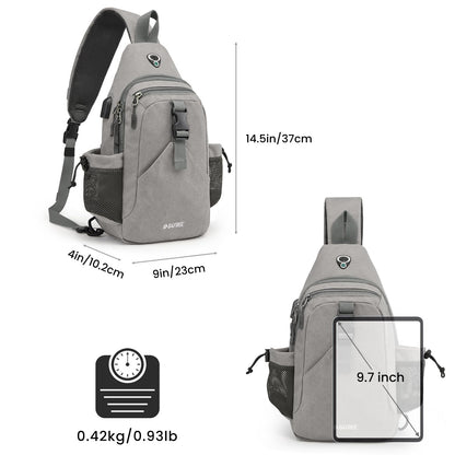 G4Free Canvas Sling Bag Crossbody Backpack with USB Charging Port & RFID Blocking