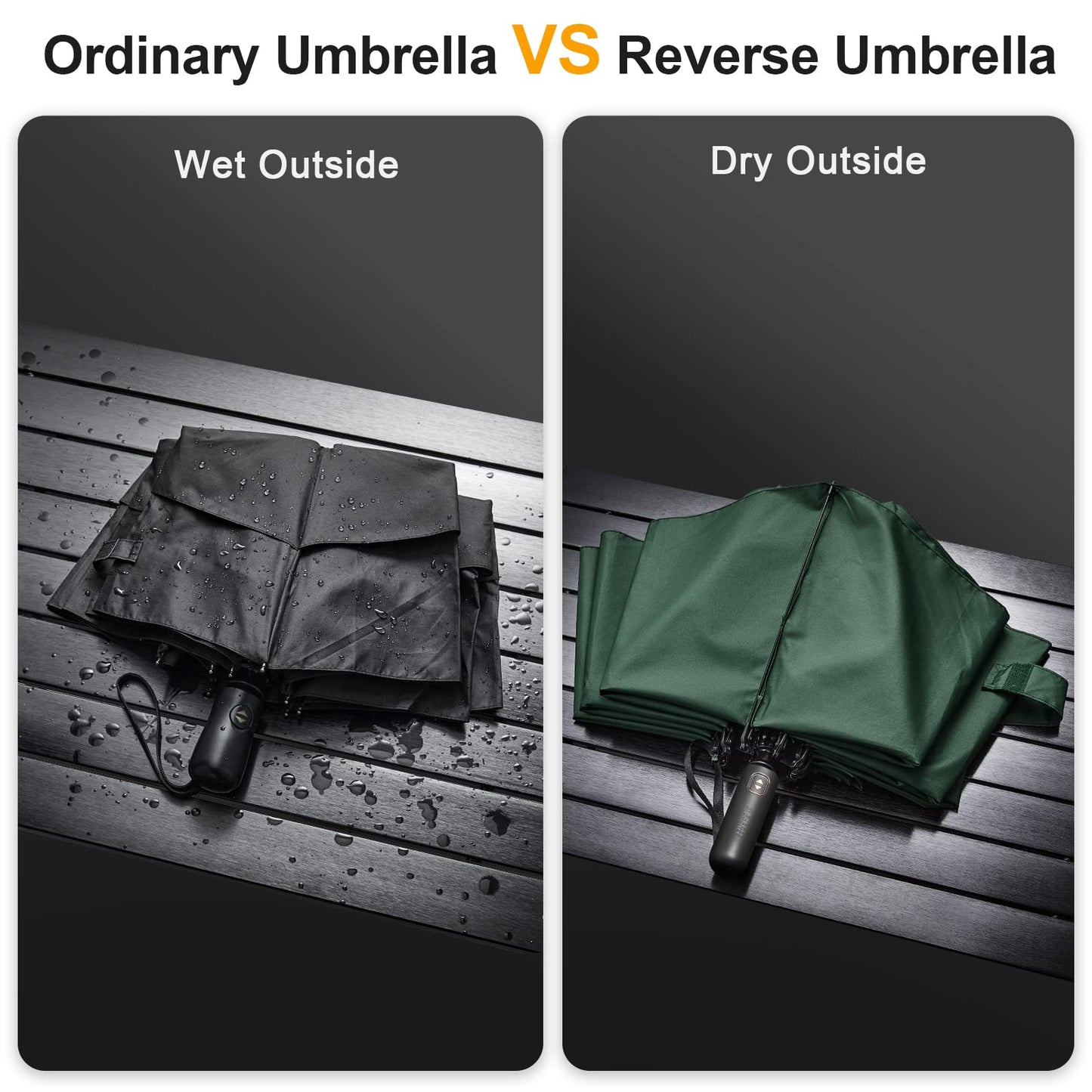 G4Free 62 Inch Large 10 Ribs Compact Reverse Windproof Umbrella