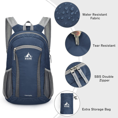 G4Free Hiking Daypack Water Resistant Lightweight Packable Backpack