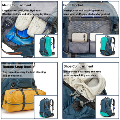 G4Free 50L Waterproof Daypack with 2L BPA Free Bladder & Rain Cover