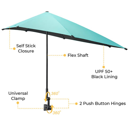 G4Free UPF 50+ Adjustable Beach Umbrella XL with Universal Clamp for Chair