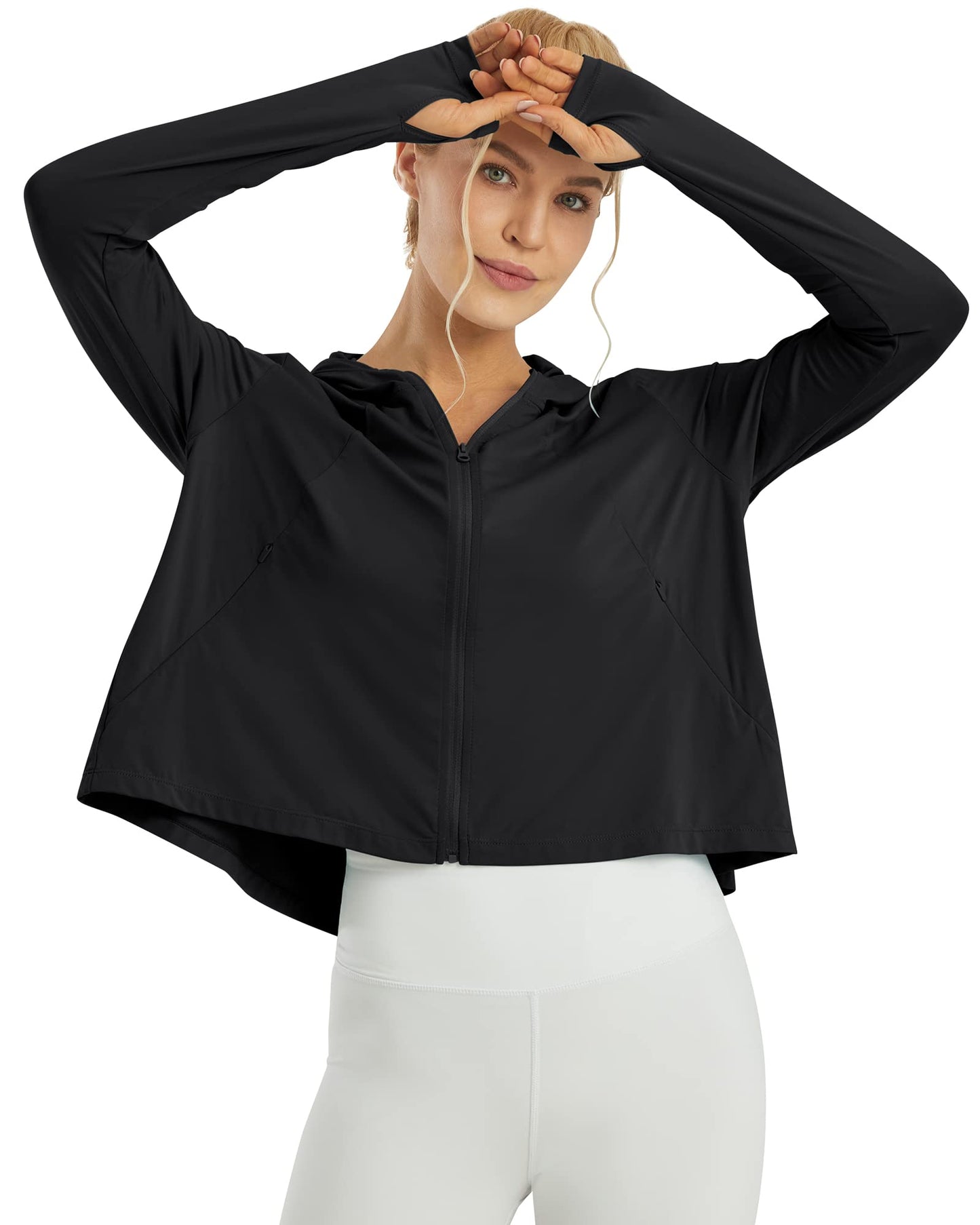 G4Free Women's UV Protection Jacket SPF Long Sleeve UPF 50+ Hiking Cropped Sun Shirt