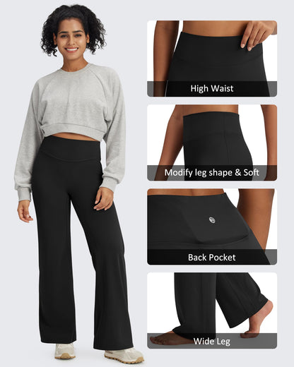 BareFeel Yoga Pants:High Waisted Wide Leg