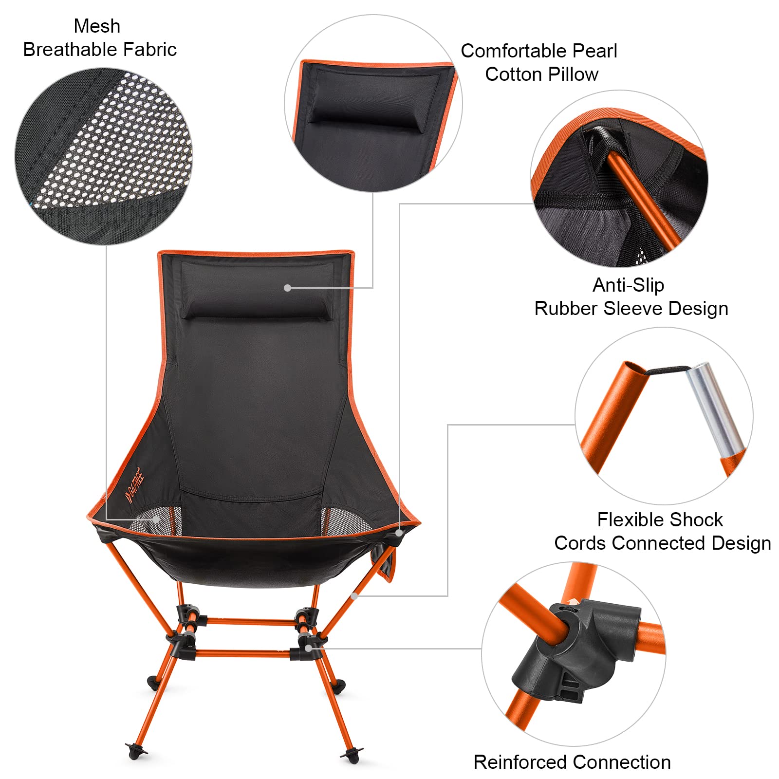 G4Free Lightweight Portable High Back Camp Chair, Folding Chair Lawn Chair  He