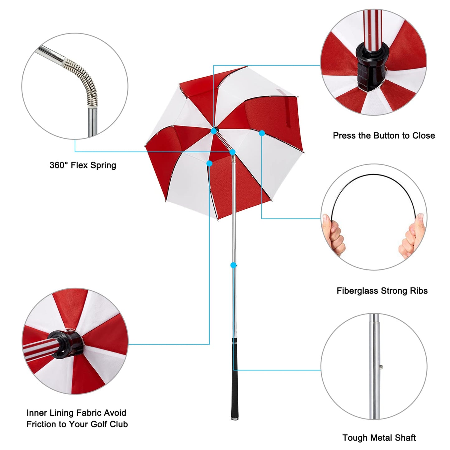 G4Free Golf Bag Umbrella for Club Protection Flex Umbrella