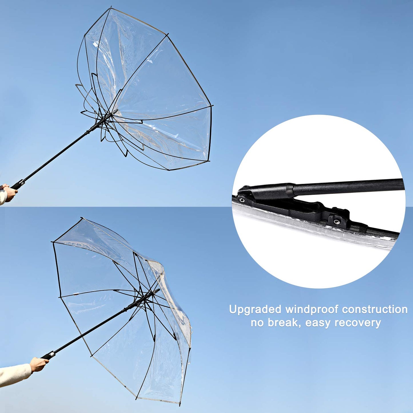 G4Free 62 Inch Clear Golf Umbrella Transparent Auto Open Large Stick Umbrella