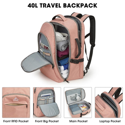 G4Free 40l Carry On Waterproof  Travel Backpack For Women Men