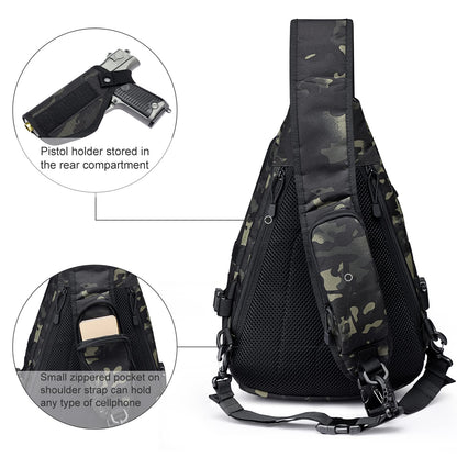 G4Free Tactical EDC Sling Backpack, Military Rover Shoulder Sling Bag Pack with Pistol Holster for Concealed Carry