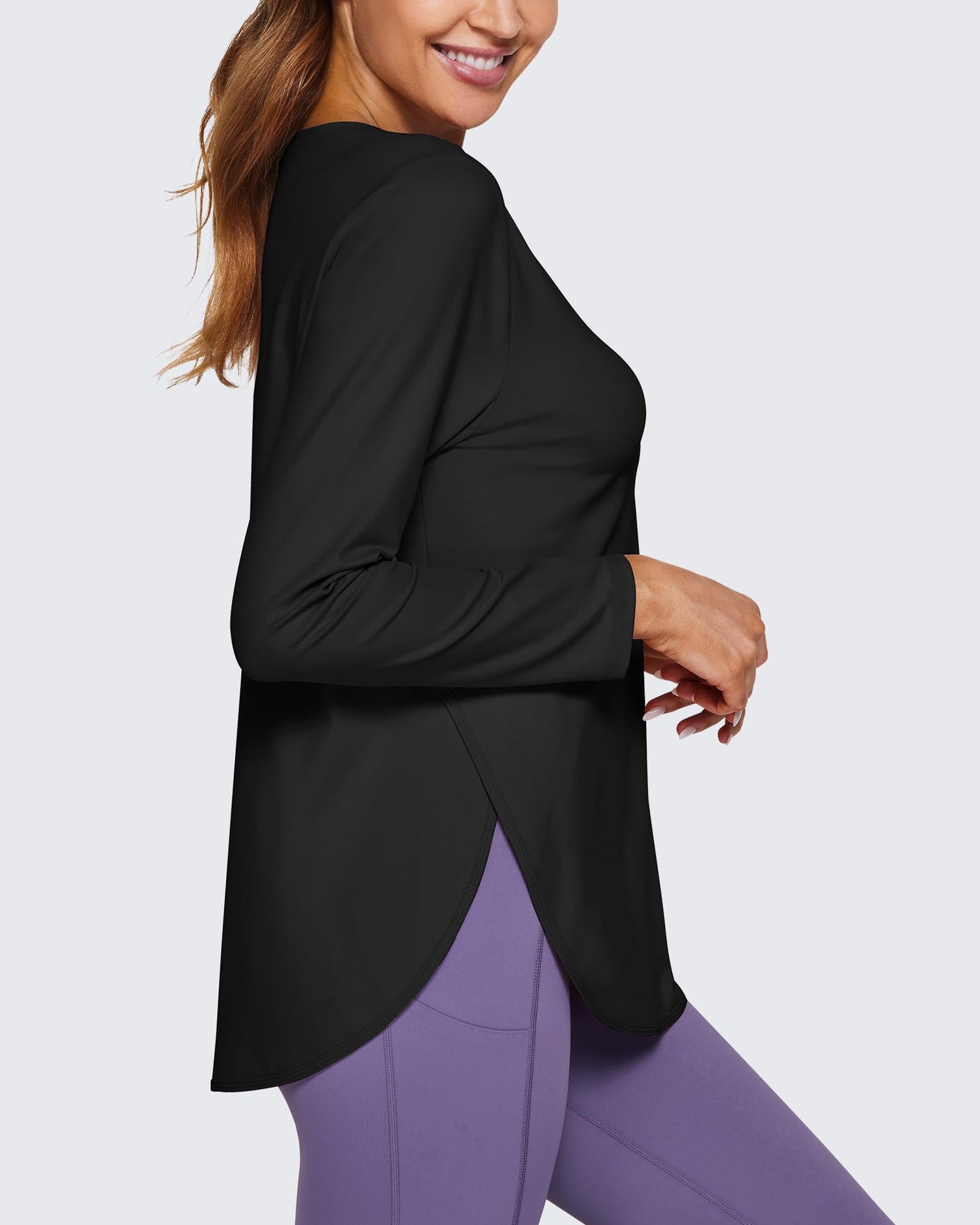 G4Free Activewear Loose Scoop Neck Long Sleeve Daily Casual Shirts Tops 
