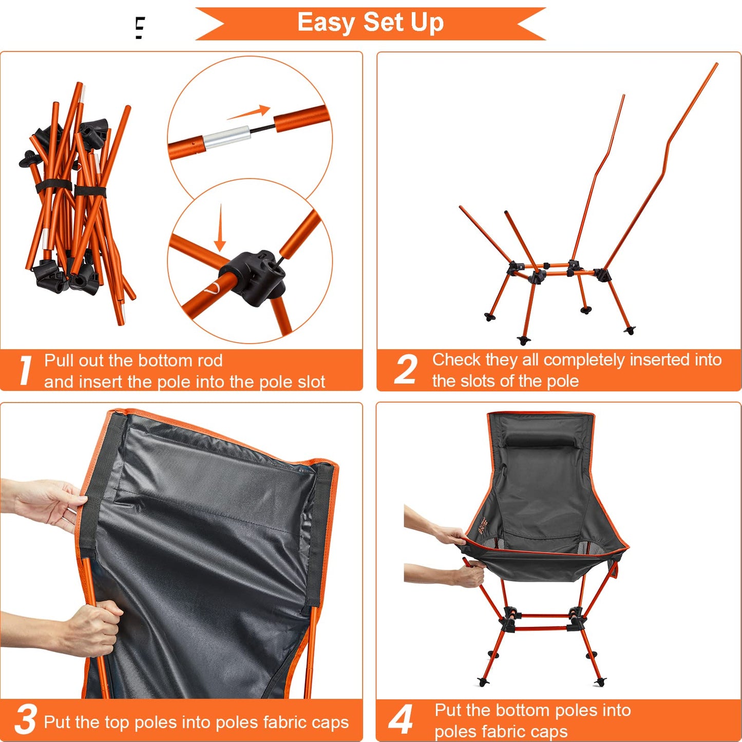 G4Free 2Pack Lightweight Portable High Back Camp Folding Chair