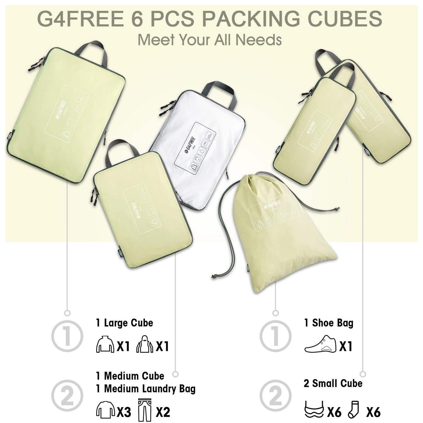 G4Free 6 Set Compression Packing Cube