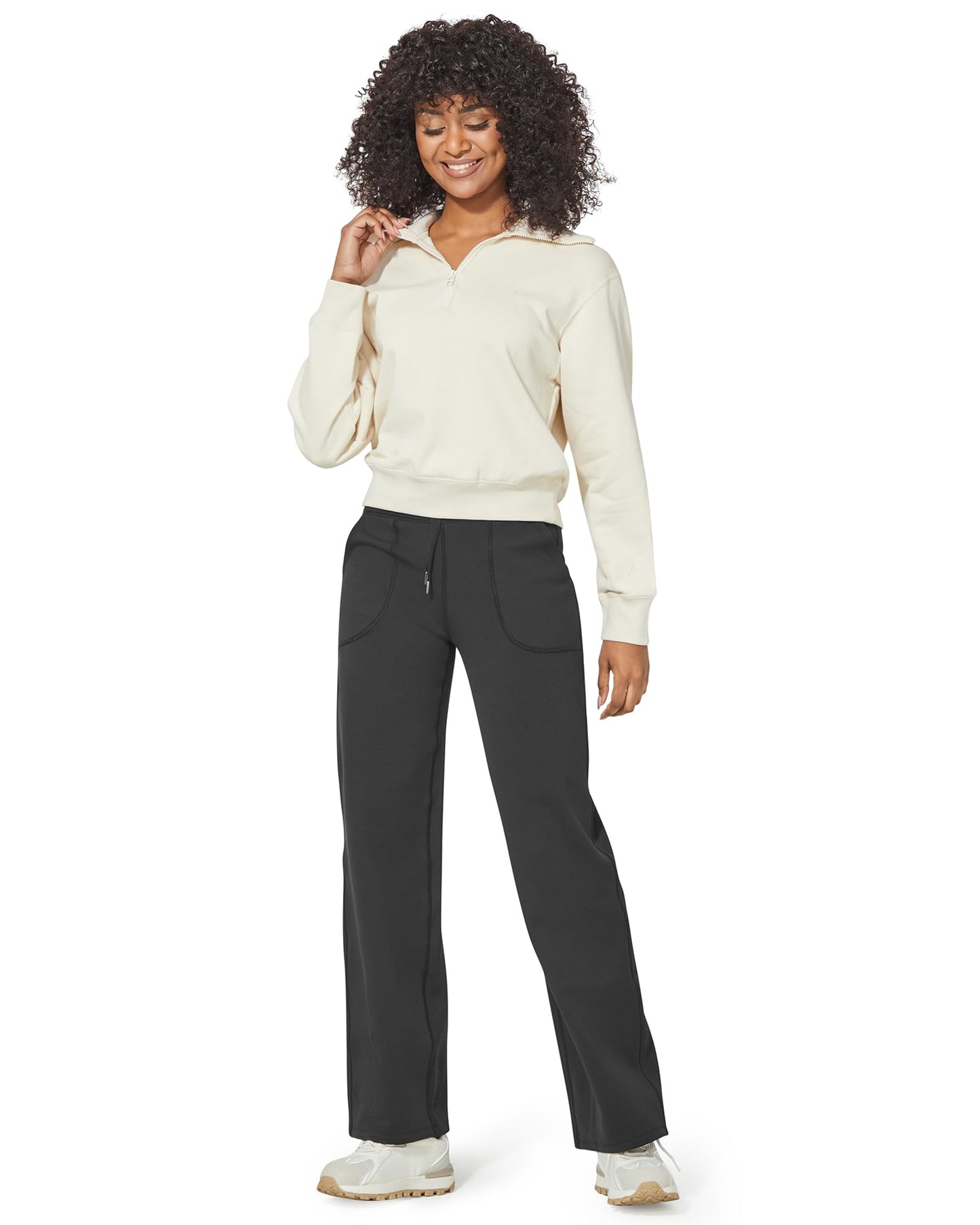 Thermal Fleece Lined Wide Leg Sweatpants