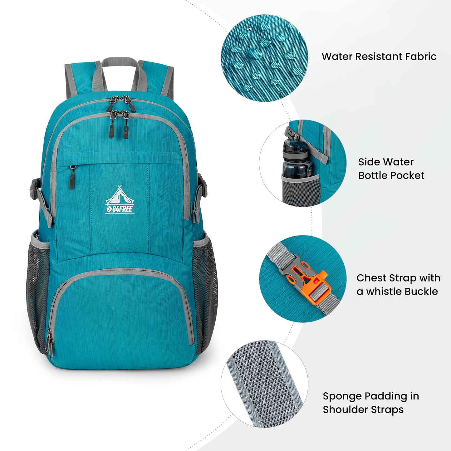 G4Free 30L Hiking Backpack Lightweight Packable