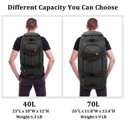 G4Free 70L Large 3-Way Duffle Backpack Gym Bag with Shoe Compartment