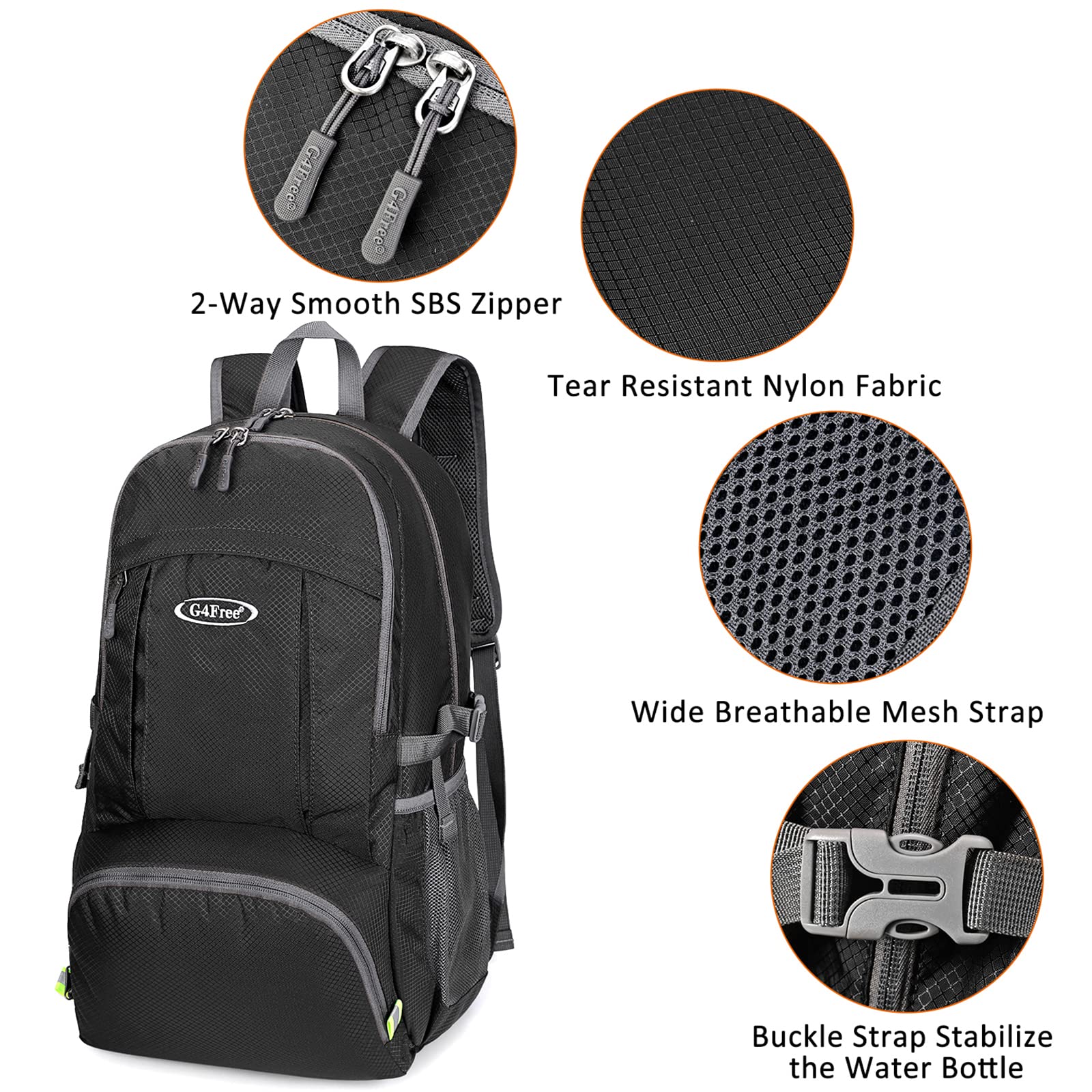 amazon g4free 40l lightweight packable durable travel hiking backpack 40L Packable Hiking Backpack - Lightweight for Travel & Hikes