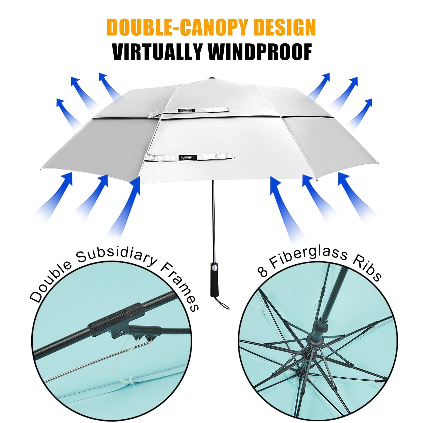 G4Free 62 Inch Portable UV Protection Automatic Big Sun Umbrella