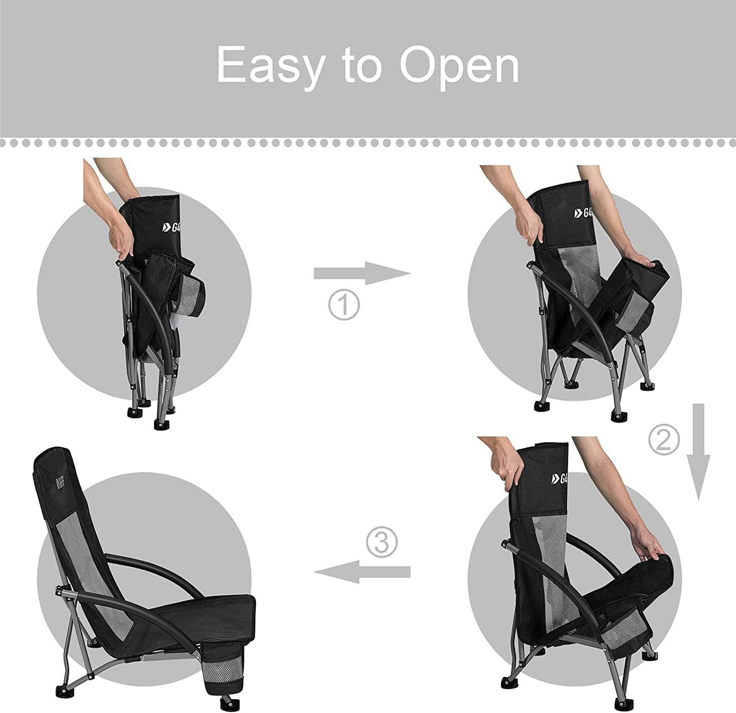 G4Free Low Sling Folding Portable Beach Chair