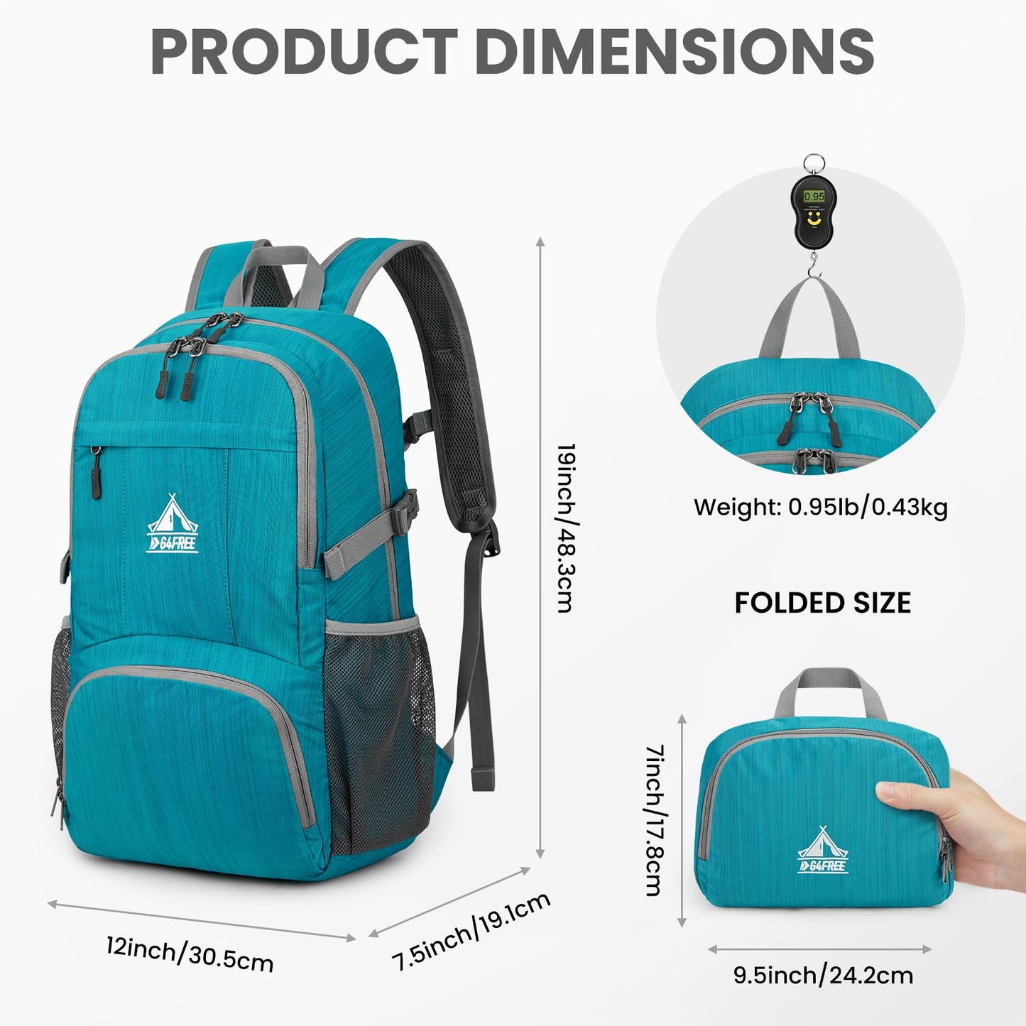 G4Free 30L Hiking Backpack Lightweight Packable