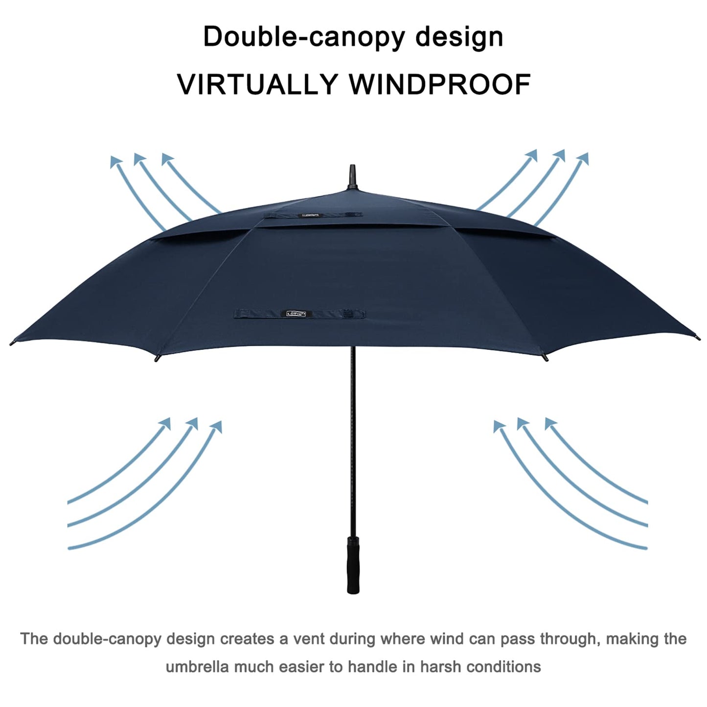 G4Free 72 Inch Huge Double Canopy Vented Windproof Stick Umbrellas