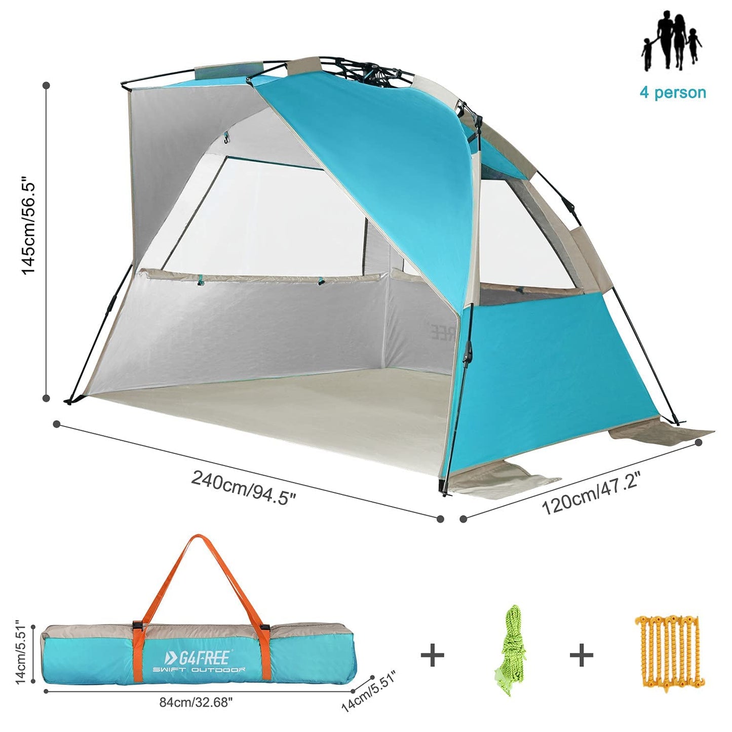 G4Free 3-4 Persons Set up Beach Tent