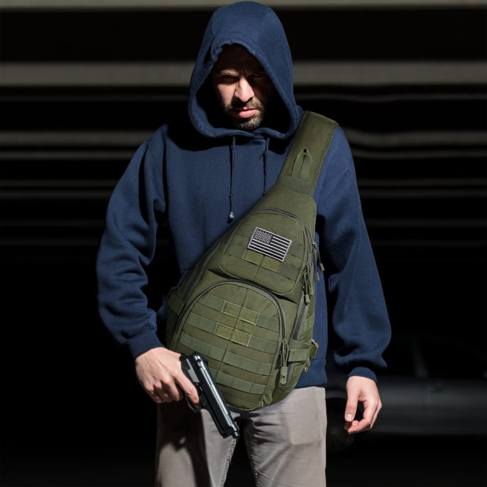 Army green sling bag best sale